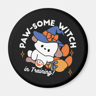 Paw-some Witch in Training – Cute Halloween Dog Magnet