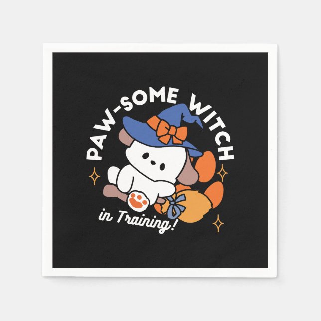 Paw-some Witch in Training – Cute Halloween Dog  Napkin (Front)