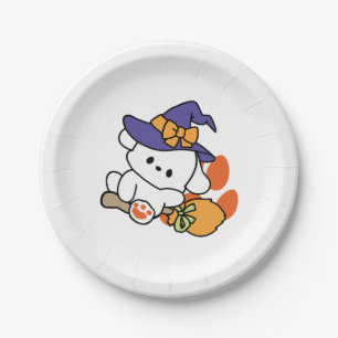 Paw-some Witch in Training – Cute Halloween Dog Paper Plate