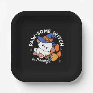 Paw-some Witch in Training – Cute Halloween Dog Paper Plate