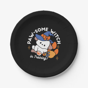 Paw-some Witch in Training – Cute Halloween Dog  Paper Plate