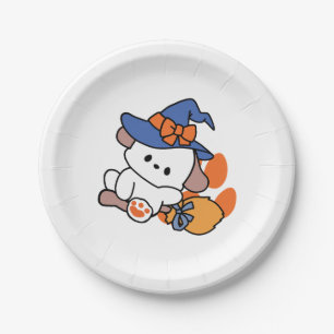 Paw-some Witch in Training – Cute Halloween Dog Paper Plate