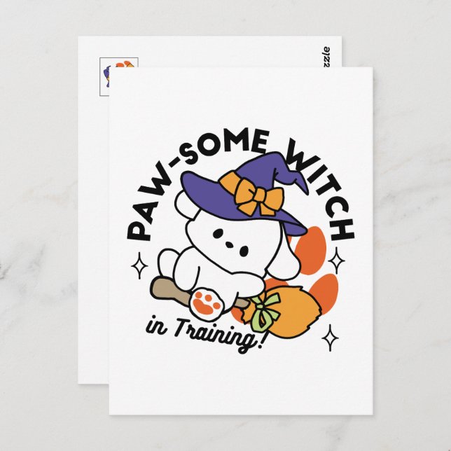 Paw-some Witch in Training – Cute Halloween Dog  Postcard (Front/Back)