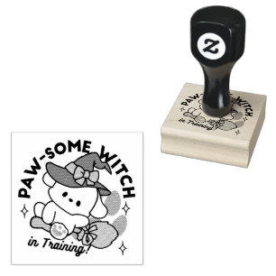 Paw-some Witch in Training – Cute Halloween Dog Rubber Stamp