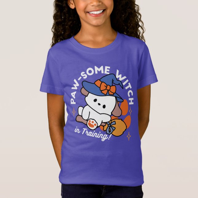 Paw-some Witch in Training – Cute Halloween Dog  T-Shirt (Front)