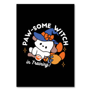 Paw-some Witch in Training – Cute Halloween Dog Table Number
