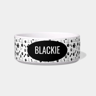 Paw Theme Dog Bowl with Name Custom