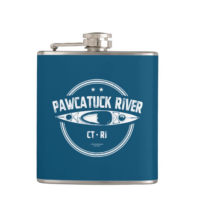 Pawcatuck River Connecticut Rhode Island Kayaking Hip Flask (Front)
