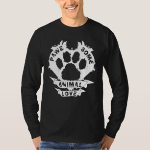 Pawesome Animal Love Heart Paw Print T-Shirt