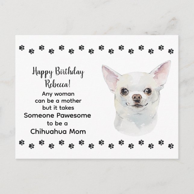 Pawesome Best Chihuahua Dog Mum Happy Birthday Postcard (Front)