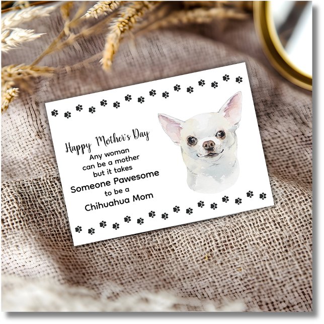 Pawesome Best Chihuahua Dog Mum Mother's Day Holiday Card (Personalize the inside of the card, edit the text on card front if required.)