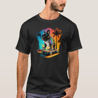 Pawesome Pug Skating Artwork: Adorable Canine on W T-Shirt