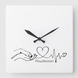 Pawfection One-Line Art – Minimalist Dog Lover Square Wall Clock
