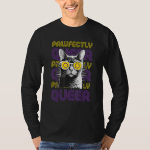 Pawfectly Queer Cat With Sunglasses Intersex Prid T-Shirt