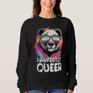Pawfectly Queer Panda With Sunglasses Aromantic F Sweatshirt
