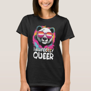 Pawfectly Queer  Panda With Sunglasses Lesbian Fla T-Shirt