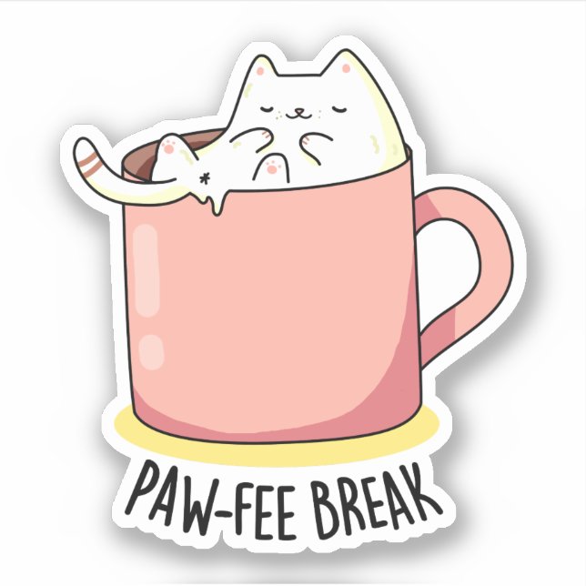 Pawfee Break Funny Cat Coffee Pun  (Front)
