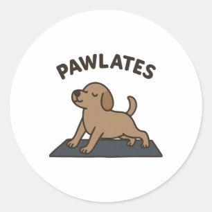 Pawlates Dog Funny Pilates Yoga Lover Classic Round Sticker
