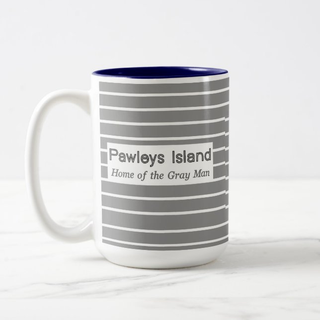 Pawleys Island Grey Man Stripes Two-Tone Coffee Mug (Left)
