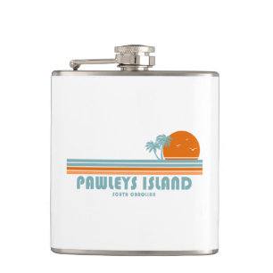 Pawleys Island South Carolina Sun Palm Trees Hip Flask