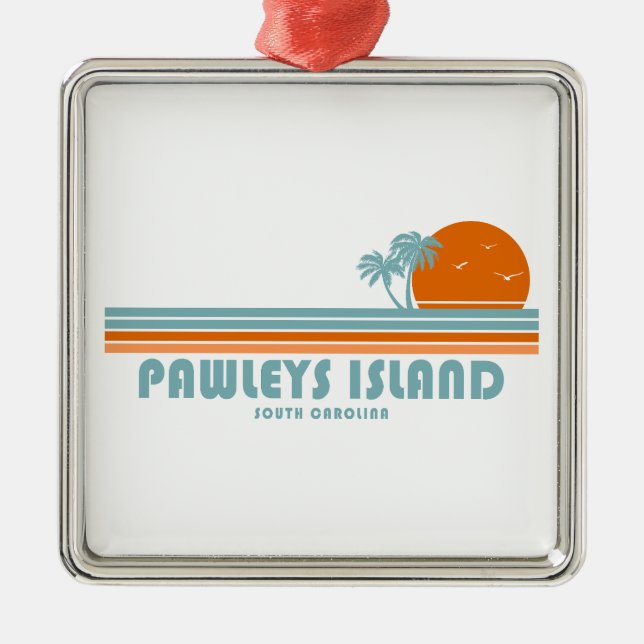 Pawleys Island South Carolina Sun Palm Trees Metal Tree Decoration (Front)