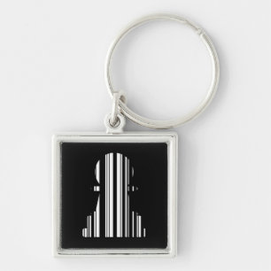 PAWN BAR CODE Chess Piece Pattern Design Key Ring