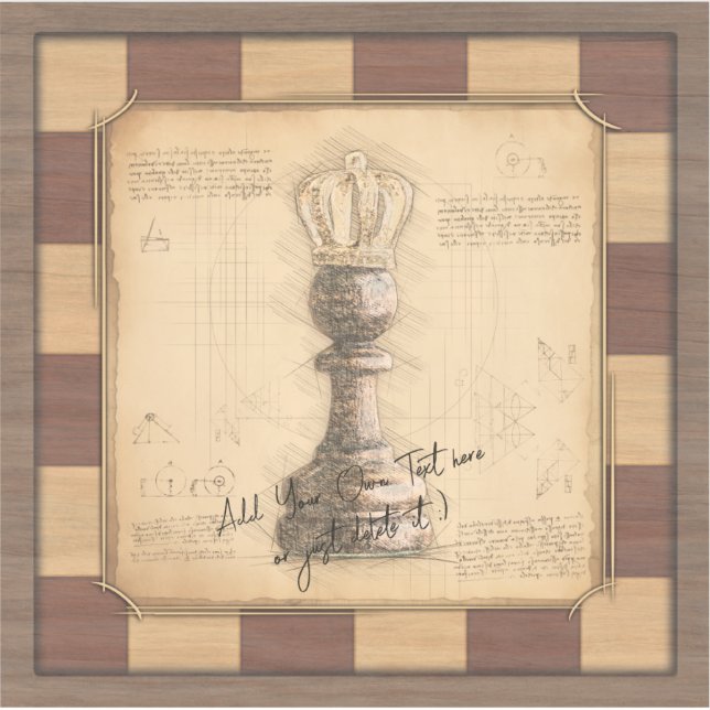 "Pawn King / Queen" Vintage Chessboard Player Gift (Front)