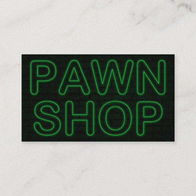 pawn shop : electric green sign business card (Front)