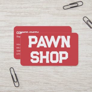 Pawnbroker Pawn Shop Red Business Card