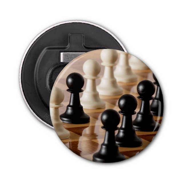 Pawns on Chess Board Bottle Opener (Front)