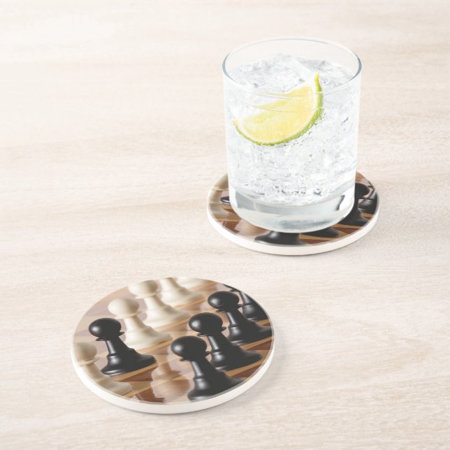 Pawns on Chess Board Coaster (Side)