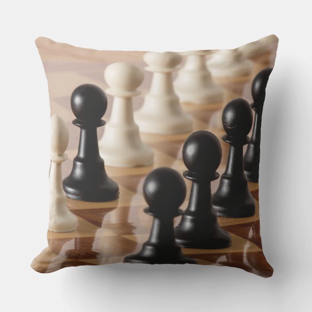 Pawns on Chess Board Cushion (Front)