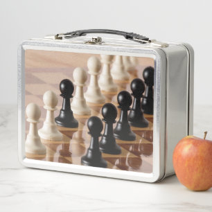 Pawns on Chess Board Metal Lunch Box