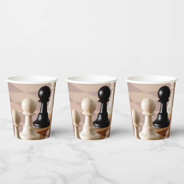 Pawns on Chess Board Paper Cups (Multi)