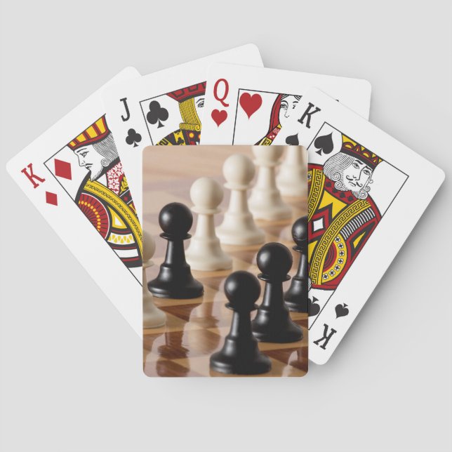 Pawns on Chess Board Playing Cards (Back)