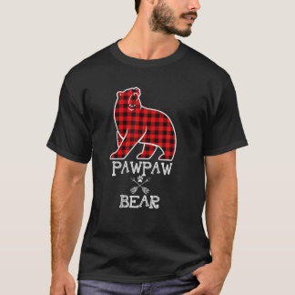 Pawpaw Bear Christmas Pajama Red Plaid Buffalo Fam T-Shirt