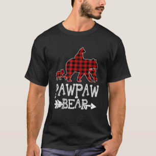Pawpaw Bear Three Cubs Red Plaid Mama Christmas Pa T-Shirt