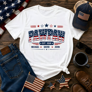 PawPaw Est 2026 American Flag Custom Kids Name T-Shirt