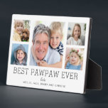 PawPaw Grandfather Grandchildren Photo Collage Plaque<br><div class="desc">Simple and clean design lets your family photos shine on this Best PawPaw Ever plaque. A large photograph in the centre with two smaller photos on either side let you insert your own photos easily. Best PawPaw Ever is written below in a modern font. Two lines below let you complete...</div>