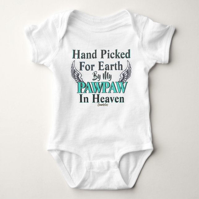 PAWPAW IN HEAVEN BABY OUTFIT TEAL HANDPICKED BODYSUIT (Front)
