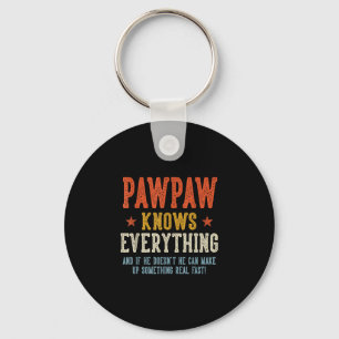 Pawpaw knows everything father's day retro vintage key ring