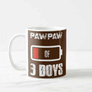 Pawpaw of 3 Three Boys Low Battery Father's Day Coffee Mug