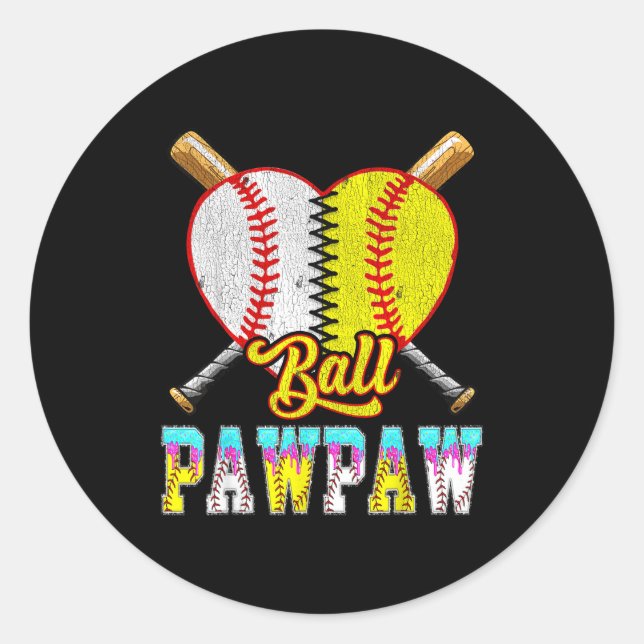 Pawpaw of both half baseball softball ice cream classic round sticker (Front)