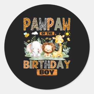 Pawpaw of the birthday boy safari jungle wild classic round sticker