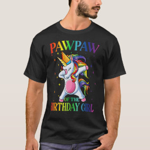 Pawpaw of the Birthday Girl Dabbing Unicorn Party T-Shirt