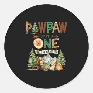 Pawpaw of the one happy camper 1st birthday classic round sticker