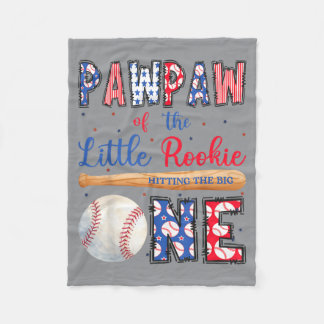 Pawpaw Of The One Little Rookie Baseball 1st Fleece Blanket