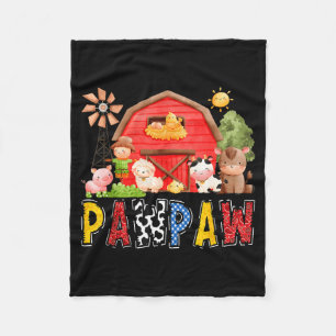 Pawpaw Red Farm Cow Birthday Boy Matching Family P Fleece Blanket
