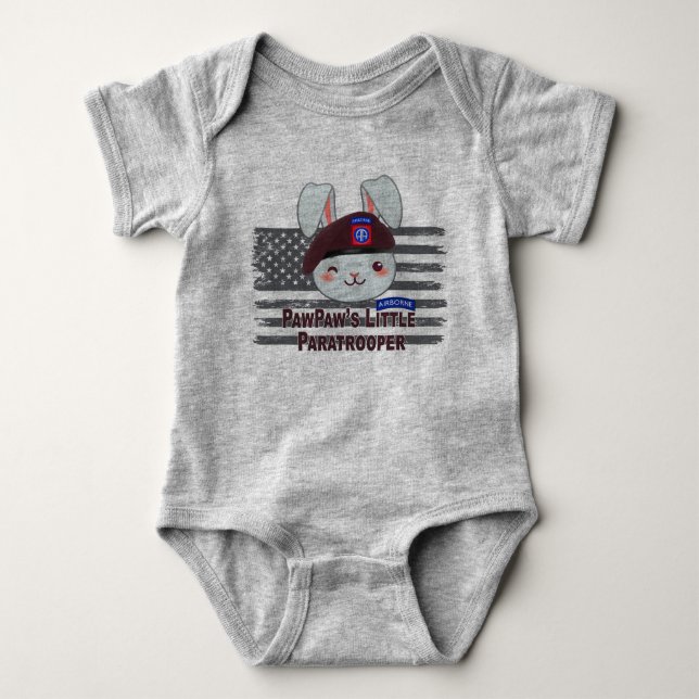 “PawPaw’s Little 82nd Airborne Paratrooper” Baby Bodysuit (Front)
