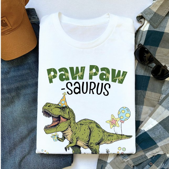 PawPaw-saurus Funny Dinosaur Kids Birthday Party T-Shirt (Cute PawPaw-saurus dinosaur theme kids birthday party matching family shirt, T-Rex, 3-Rex, grandpa)
